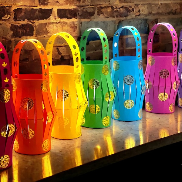 DIY Diwali Rainbow Lantern Craft Kit | Diwali Festival Decoration | Toran | Makes 7 lanterns | Diwali craft for kids | Diwali Garland
