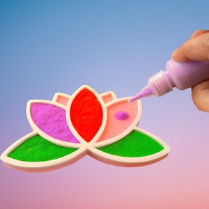 Lotus Rangoli Decoration Mat, Mess Free - Set of 4 Mat, 6 inches wide for Weddings, Puja, Diwali, Home Decor, Entryway Door