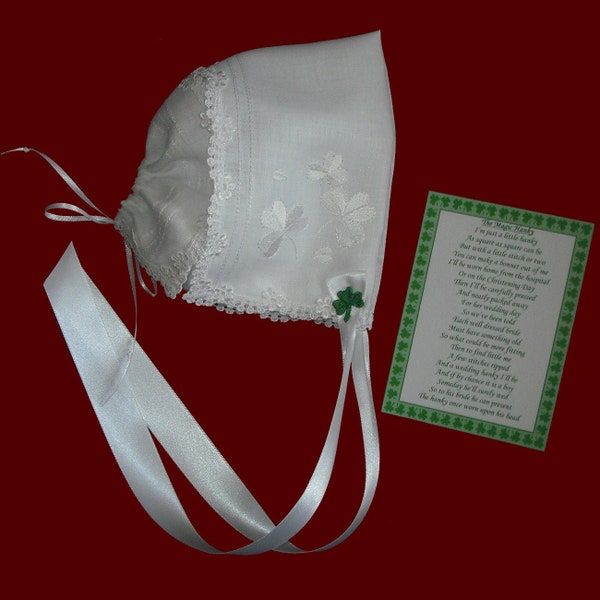 Irish Shamrock Magic Hanky Bonnet With Optional Lace