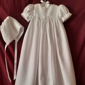 Unisex Clover Cross Christening Gown, Personalized Slip & Hat