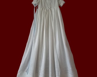 Irish Linen "May The Road Rise To Meet You" Christening Gown, Slip & Bonnet