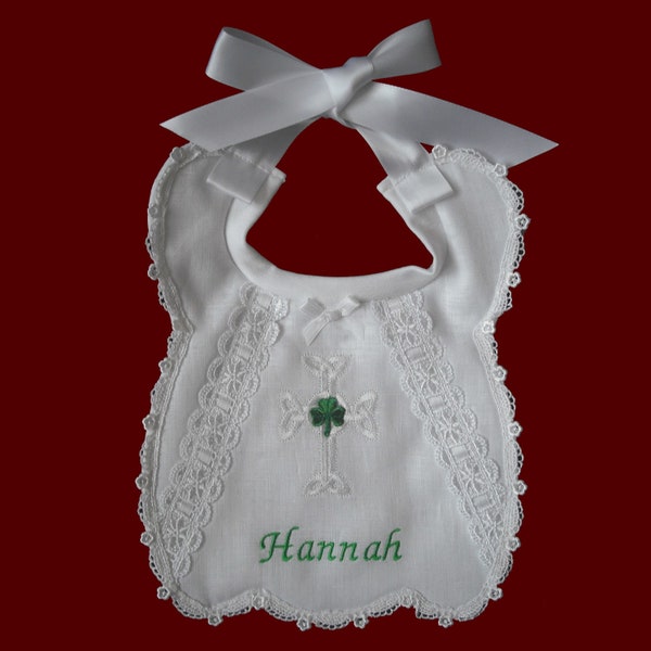 Bless This Child or Personalized Irish Christening Bib in Girl or Boy Style