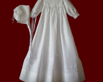 Angel of God Irish Linen Unisex Christening Gown With Magic Hanky Bonnet