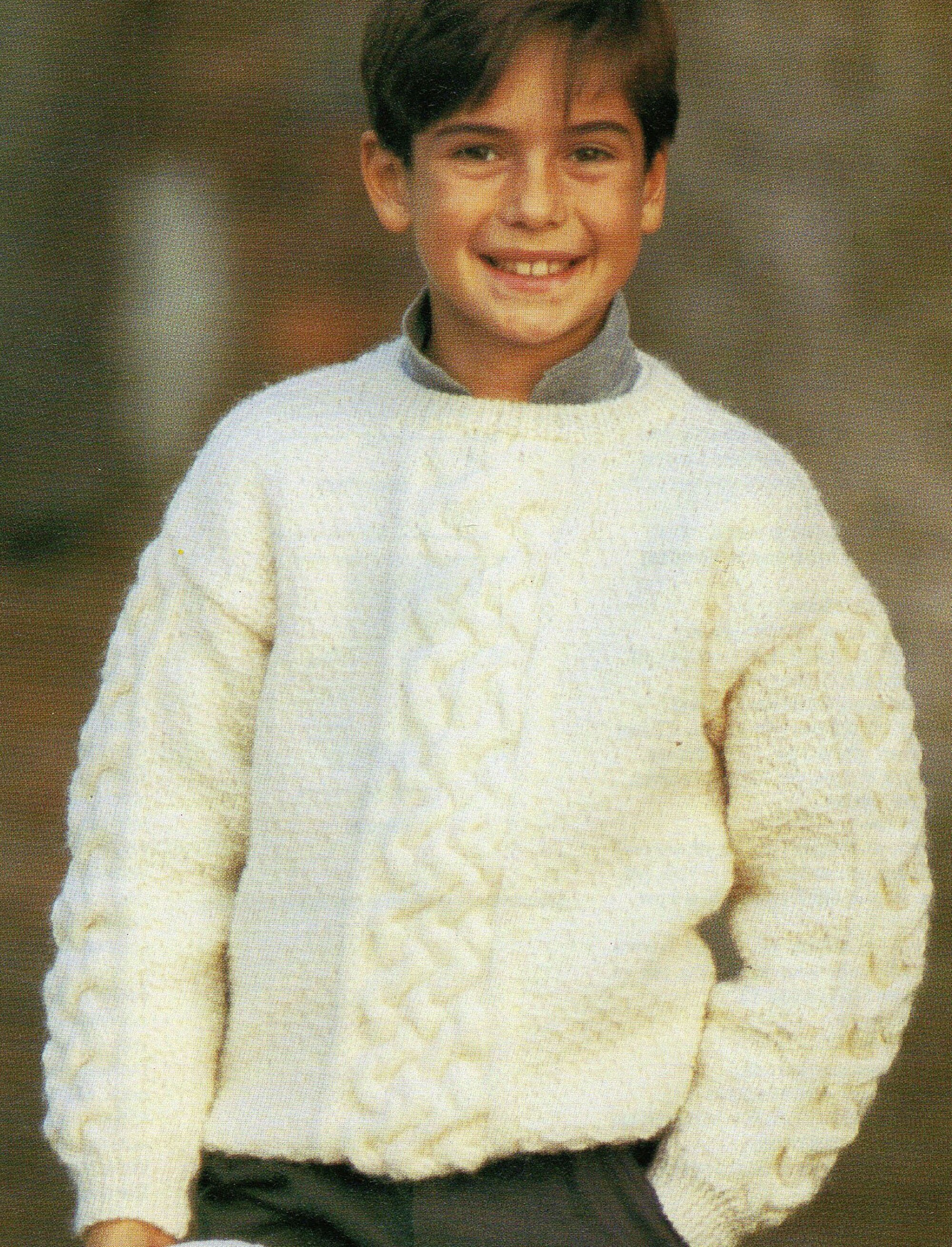 Children's Aran Style Jumper Knitting Pattern PDF Etsy