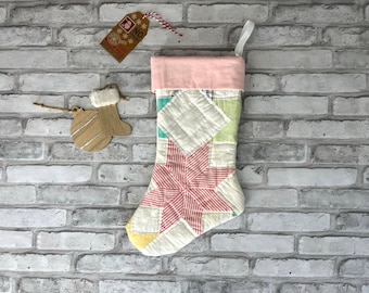 Upcycled Christmas Stocking - Quilt Stocking - Handmade Stocking