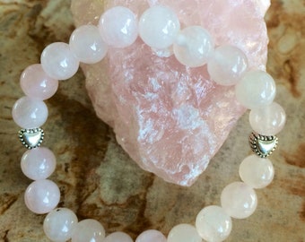 Rozenkwarts &Heart Stretch Armband! Premium Kralen Healing Armband! Natuurlijke Helende Sieraden Meditatie Liefde Hart Chakra Yoga Kristal