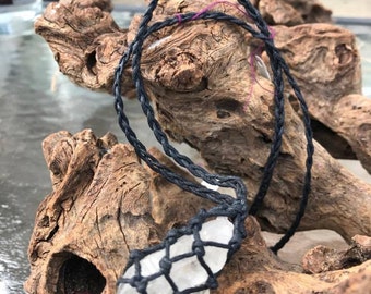 Dolphin Quartz crystal necklace - Multiple Points -  Macrame