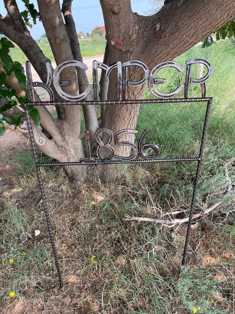 Horseshoe Address or Name Yard Sign Etsy