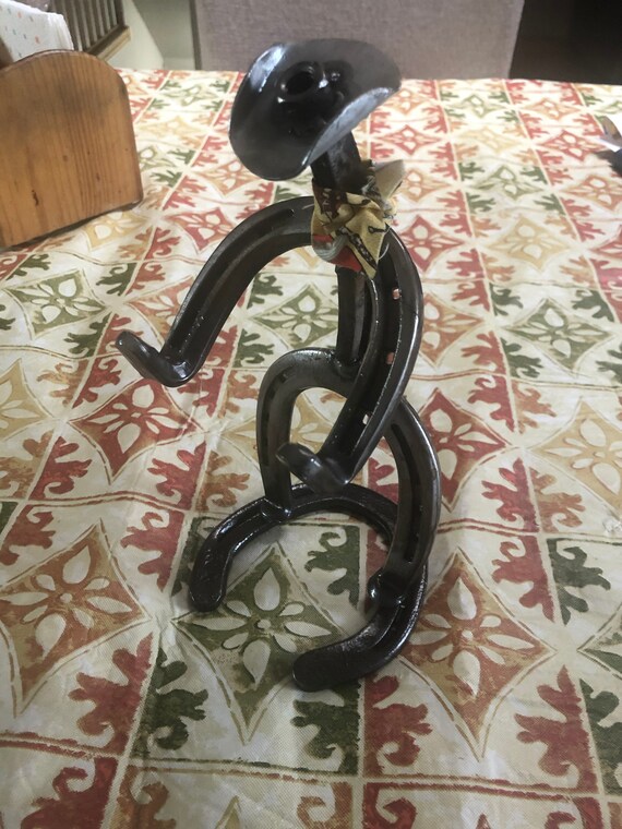 Horseshoe Standing Cowboy Business Card Holder - Etsy