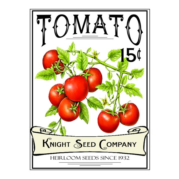 Vintage Illustration Tomato Seed Packet Digital Download Garden Vegetable
