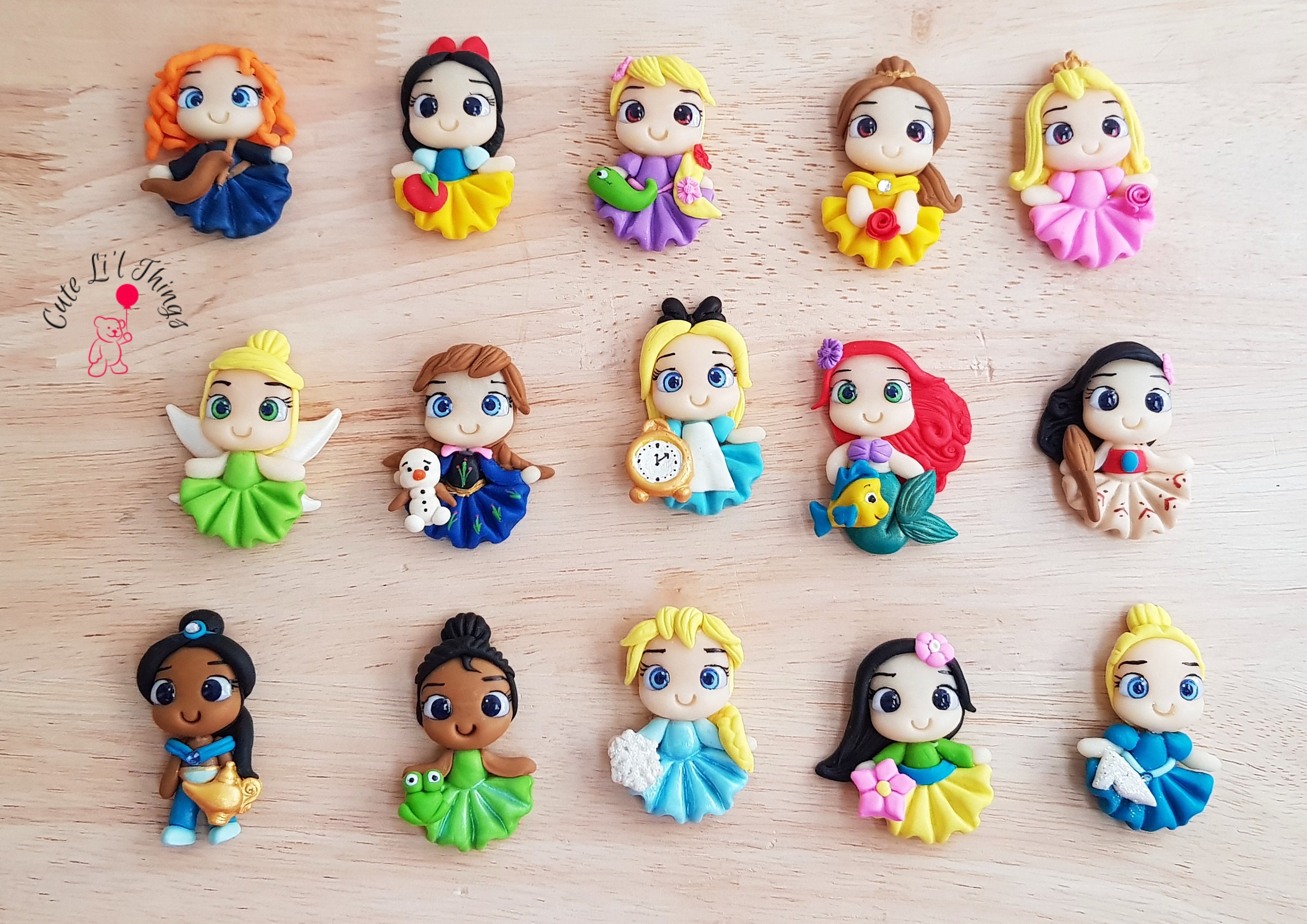 CLAY Dolls Disney Princess clay Dolls princess Figures bow Etsy UK