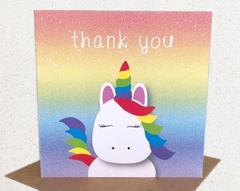 Unicorn Thank You Cards Pack Small (Pack Of 6)