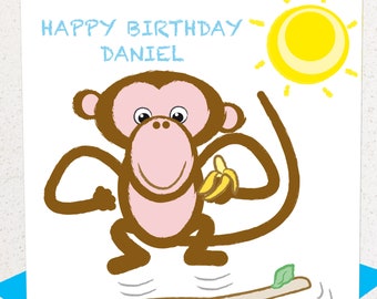Cute Monkey Personalised Name Nursery Print - Etsy UK
