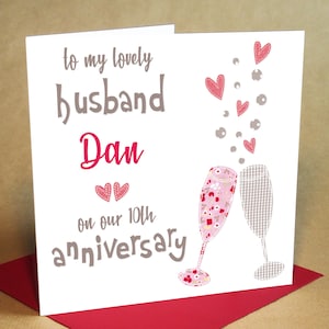 Esposo tarjeta de aniversario personalizada, tarjeta de aniversario de boda, tarjeta de aniversario personalizada