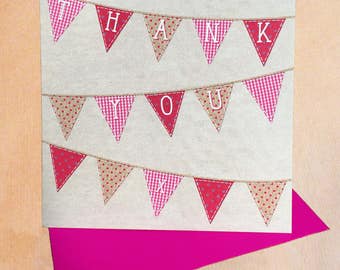 Bunting Thank You Cards Pack Small (Pack Of 6)