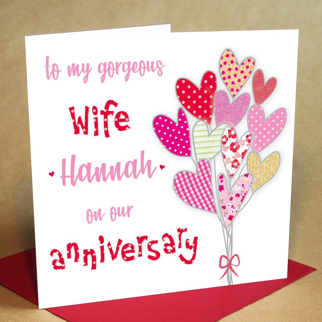 Wife Personalised Anniversary Card, Wedding Anniversary Card ...