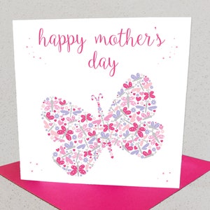 Carte de fête des mères, carte de fête des mère papillon pour femme