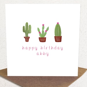 Tarjeta de cumpleaños personalizada de Cactus, Tarjeta de niños, Tarjeta de amigo, Tarjeta de amante de cactus