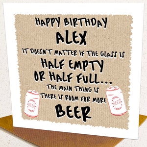 Gepersonaliseerde naam Bier verjaardagskaart, grappige verjaardagskaart, grappige bierkaart, bier lover card voor haar hem vriend, Drink Bierkaart 18 30 40 50
