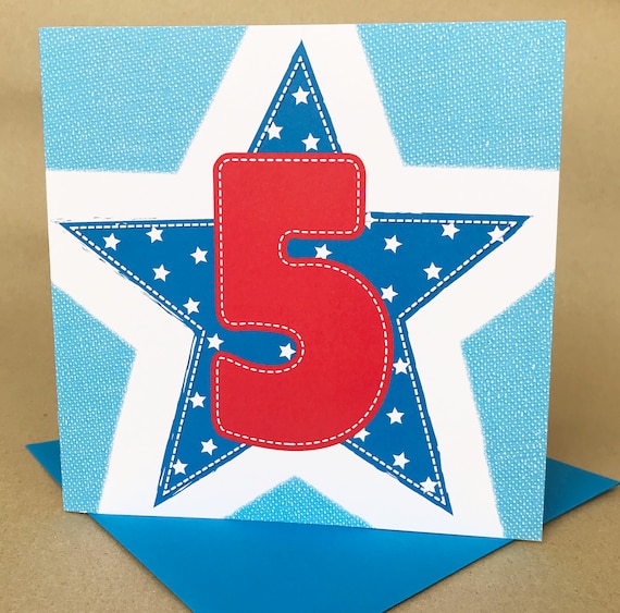 Carte D Anniversaire De Garcon De 5 Ans Etsy France