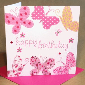 Carte d'anniversaire de papillons, empierré carte d'anniversaire pour femme/fille