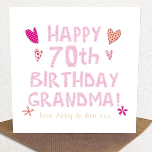 Gepersonaliseerde verjaardagskaart voor mama, mama, oma, nanny, oma, oma, nan, handgemaakte kaart 30e 40e 50e 60e 65e 70e 75e 80e 90e