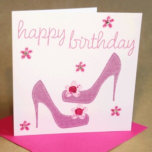Carte d'anniversaire de chaussures, empierré carte d'anniversaire pour femme/fille