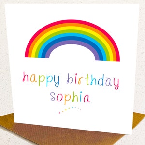 Rainbow gepersonaliseerde verjaardag kaart, Children's Rainbow Card verjaardag kaart, gepersonaliseerde Rainbow Card