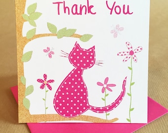 Cat Thank You Cards Pack Small (Pack Of 6)