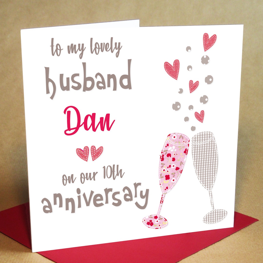 Husband Personalised Anniversary Card, Wedding Anniversary Card ...