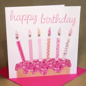 Carte d'anniversaire bougies, empierré carte d'anniversaire pour femme/fille