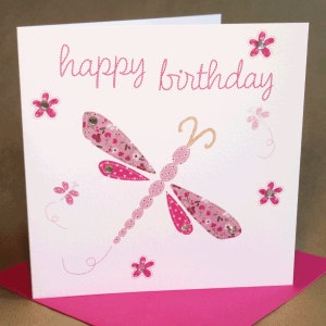 Dragonfly verjaardagskaart, Jewelled verjaardagskaart voor vrouw/meisje