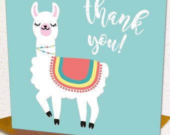 Llama Thank You Cards Pack Small (Pack Of 6)