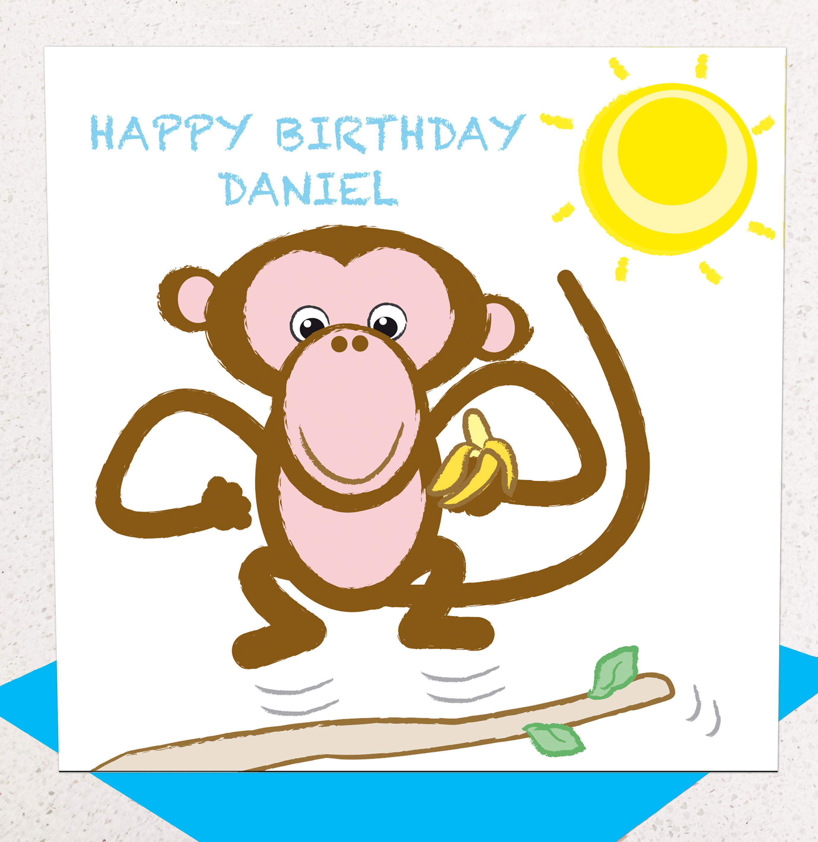 Monkey Personalised Birthday Card for Boy or Girl Etsy UK