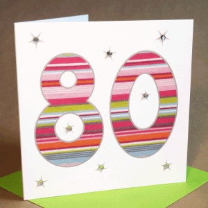 Carte du 80e anniversaire (bijoutée)