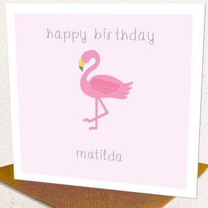 Tarjeta de cumpleaños personalizada Flamingo, tarjeta de cumpleaños para niños, tarjeta de edad personalizada para niños