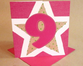 Age 9 Girl Birthday Card