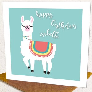 Carte d’anniversaire personnalisée de lama, carte d’anniversaire pour enfants, carte d’âge personnalisée pour enfants
