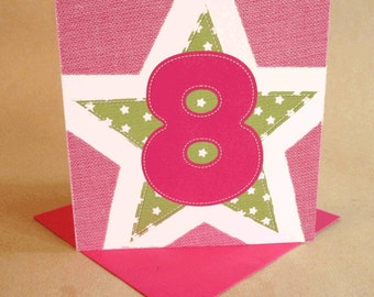 Printable Birthday Card Girl, 8th Birthday Card, 8 Year Old Girl Card ...