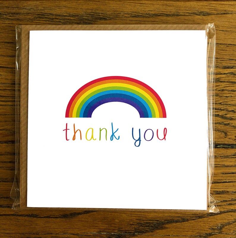 Rainbow Thank You Cards Pack Small pack of 6 Etsy UK