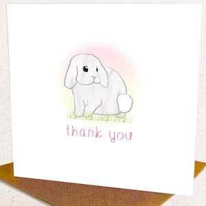Cute Bunny Thank You Cards Pack Klein (Pack of 6)
