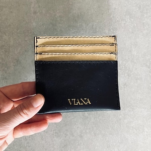 Porta carte di credito in pelle, porta carte o portafoglio, piccola borsa in pelle nera e oro o porta carte regalo, porta biglietti da visita