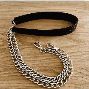 Gold Kettentasche Gurt mit Schwarz Krokodilprägung Leder - Ersatzband -Convertible Geldbörse Gurt - Crossbody oder Schultergurt