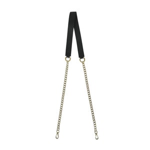 Gold Ketten-Taschengurt mit schwarzem Rindsleder - Ersatzriemen - Wandelbarer Riemen - Geldbörsengurt - Crossbody Gurt - Schultergurt