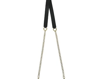 Gold Chain Bag Strap: Black Leather Shoulder, Crossbody Replacement
