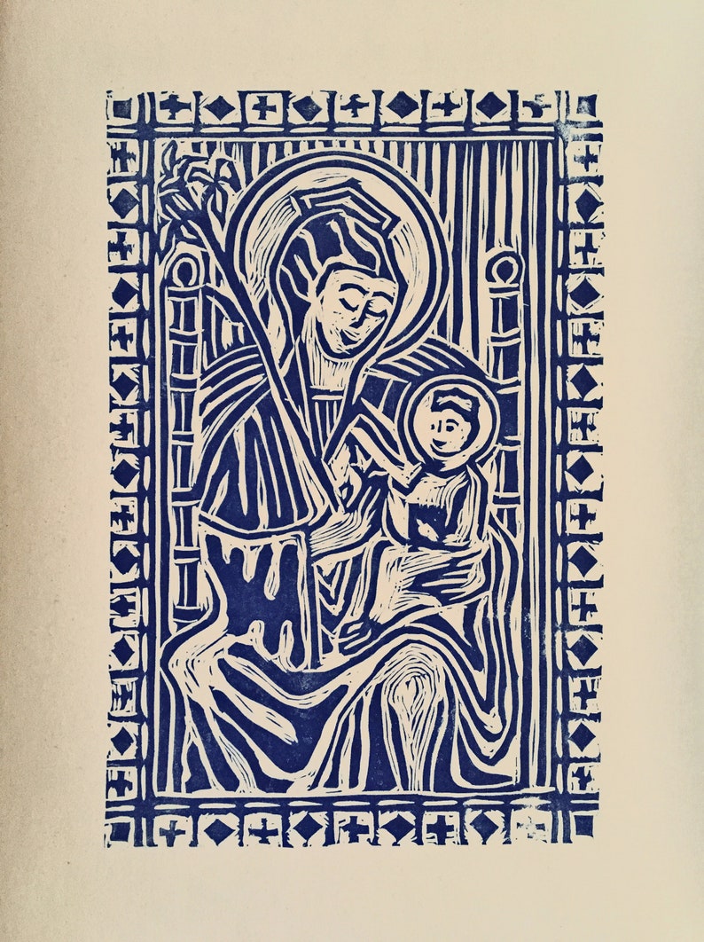 Our Lady of Walsingham linocut print image 0
