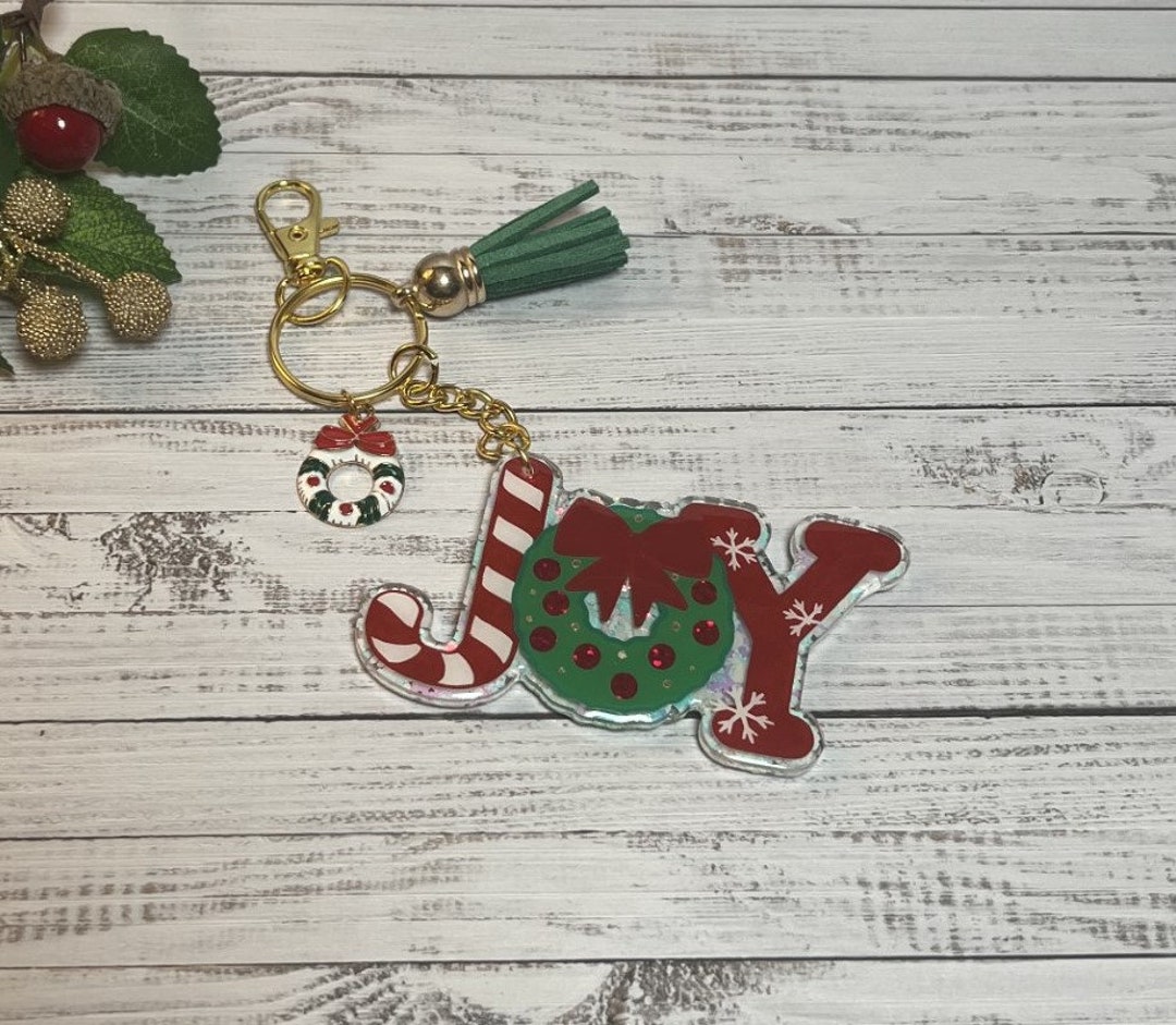 Joy Christmas Keychain - Etsy