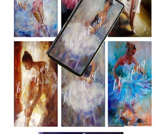 7 Ballet Mix Domino Images 1"x2"  Photo Quality 4x6 Sheet Digtal Download Printable Dance Jewelry Necklace Key Chain