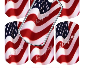 American Flag Standard 7  1.1" x 2" Dog Tags Image Photo Quality 4x6 Sheet Digtal Download Printable USA Patriotic