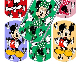 7 Micky and Minnie Mix Standard Dog Tag 1.1" x 2" Images Photo Quality 4x6 Sheet Digtal Download Printable Mouse Cartoon